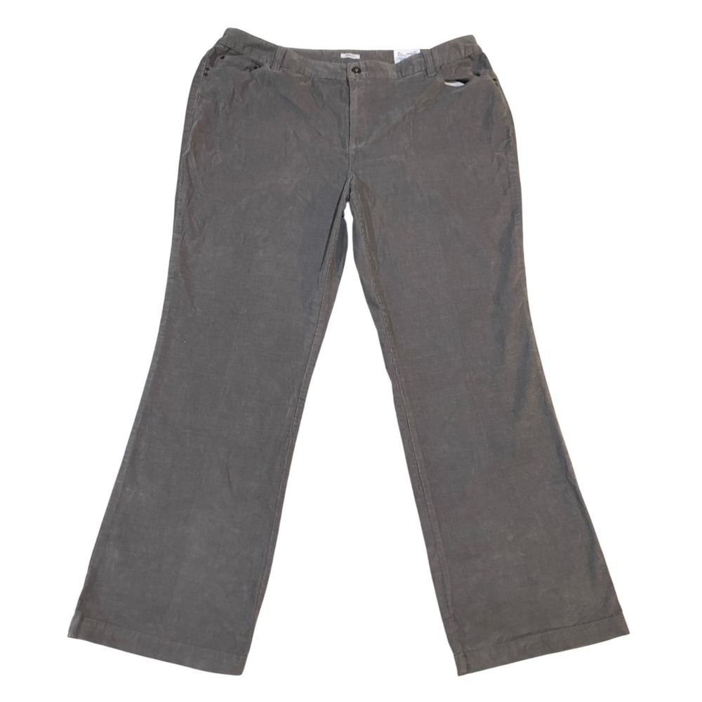 Liz Claiborne Woman Steel Gray Corduroy Stretch Pants Size 18W NEW